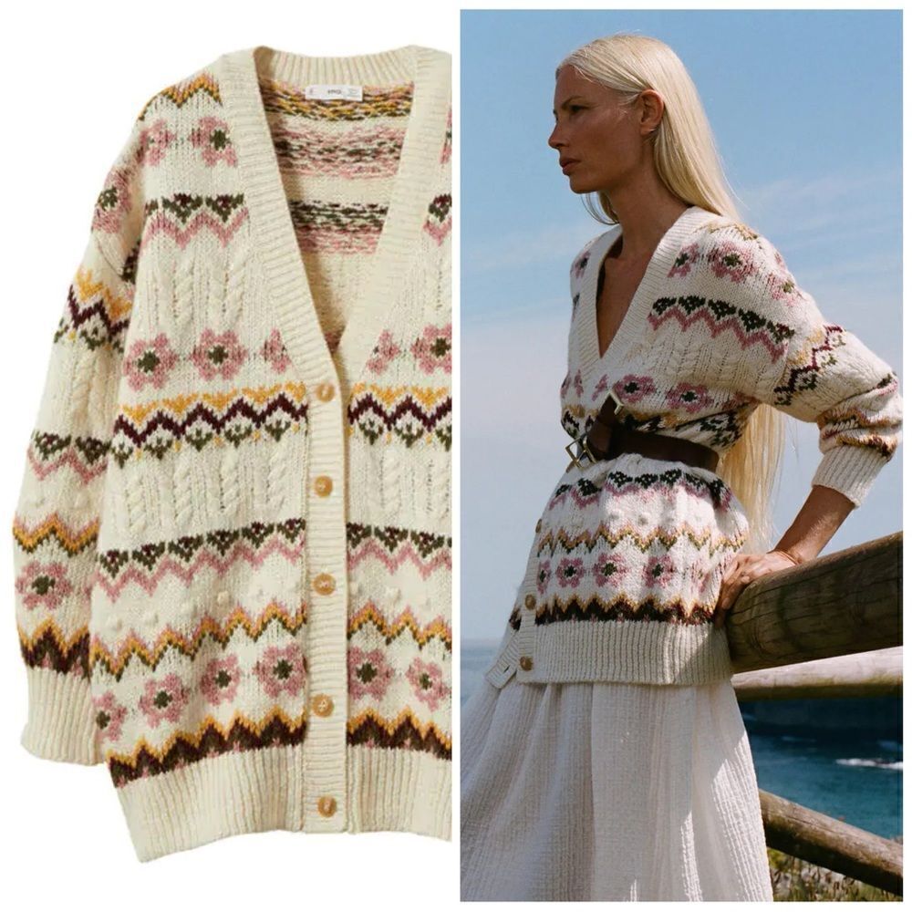Mango Multi Color Knit Cardigan New